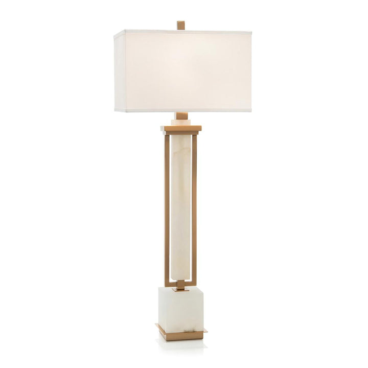 Mocha Bronze And White Alabaster Buffet Lamp - White