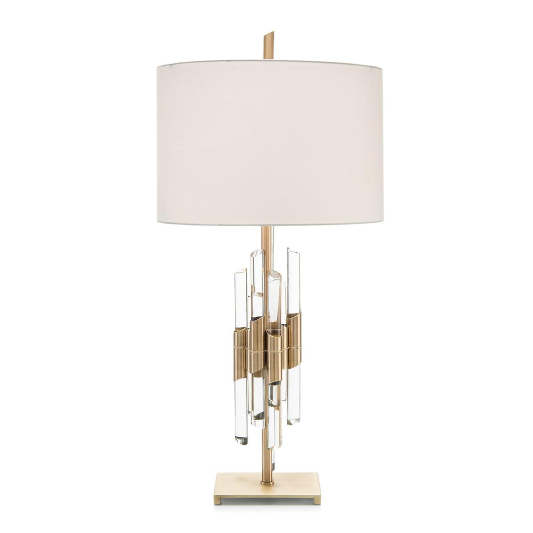 Bronze And Crystal Rod Table Lamp - Clear,White