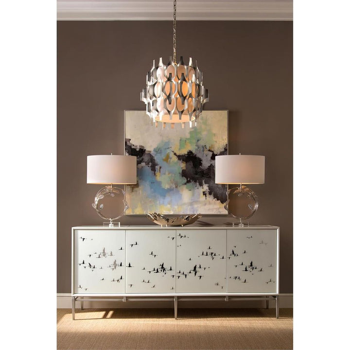Table Lamps Swirling Agates In Silver Table Lamp - Brass, Brown, Clear, Silver, White