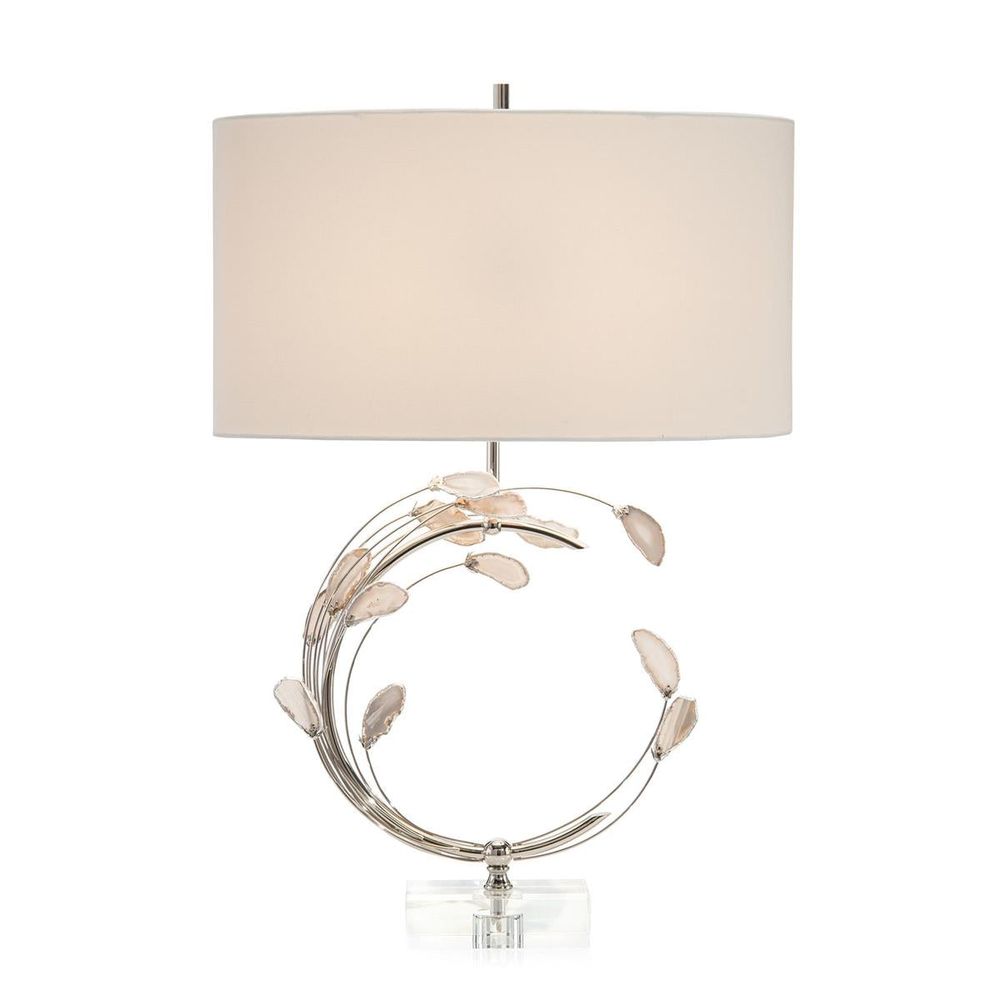 Table Lamps Swirling Agates In Silver Table Lamp - Brass, Brown, Clear, Silver, White