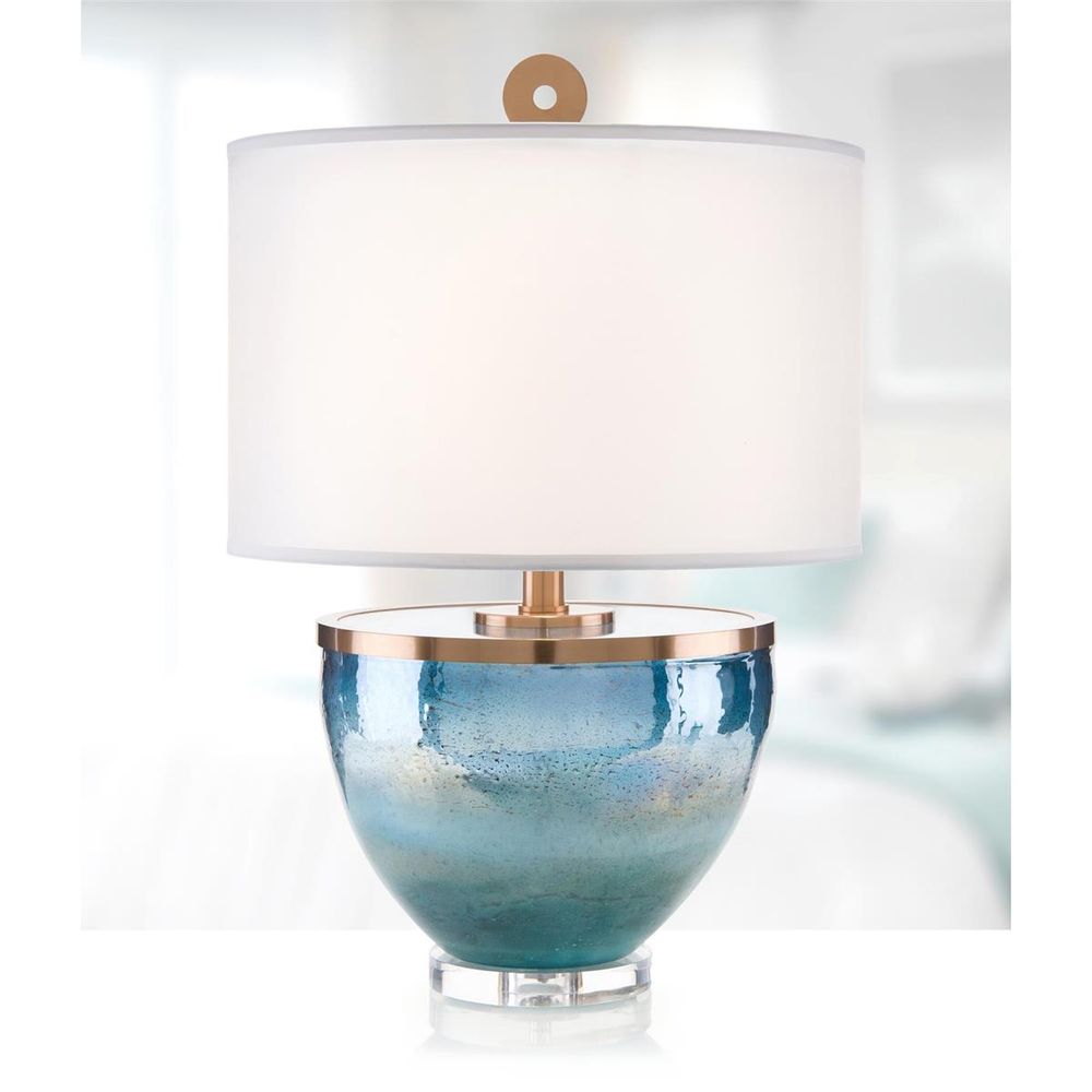 Table Lamps Islamorada Blue Glass Table Lamp - Bronze, Clear, White