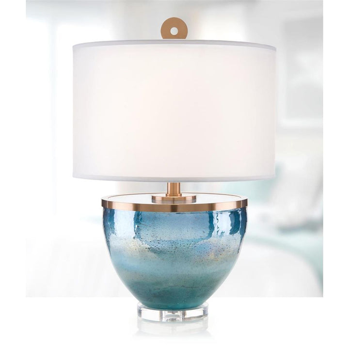 Table Lamps Islamorada Blue Glass Table Lamp - Bronze, Clear, White