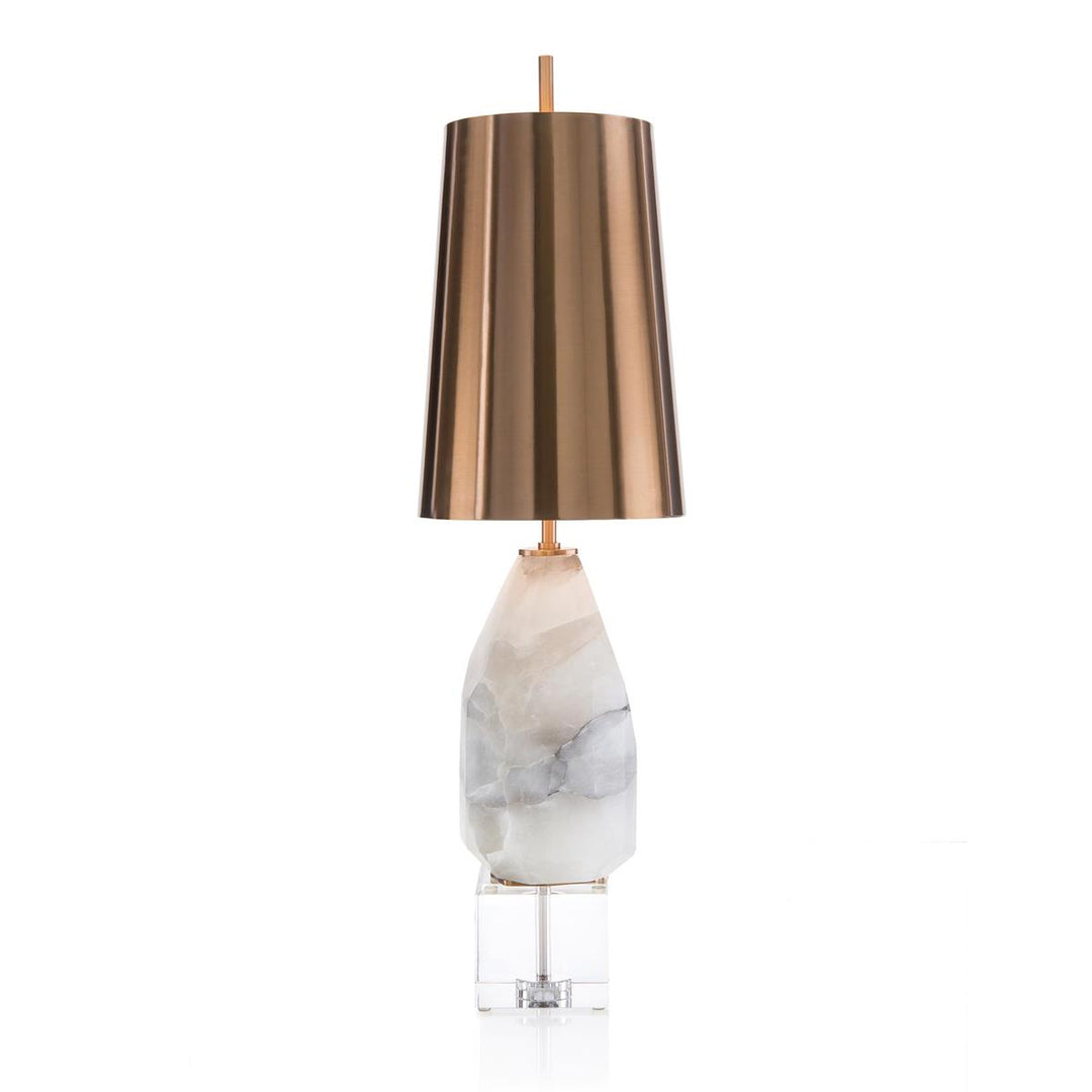 Polished Stone, Alabaster Lamp - Clear,Grey,White