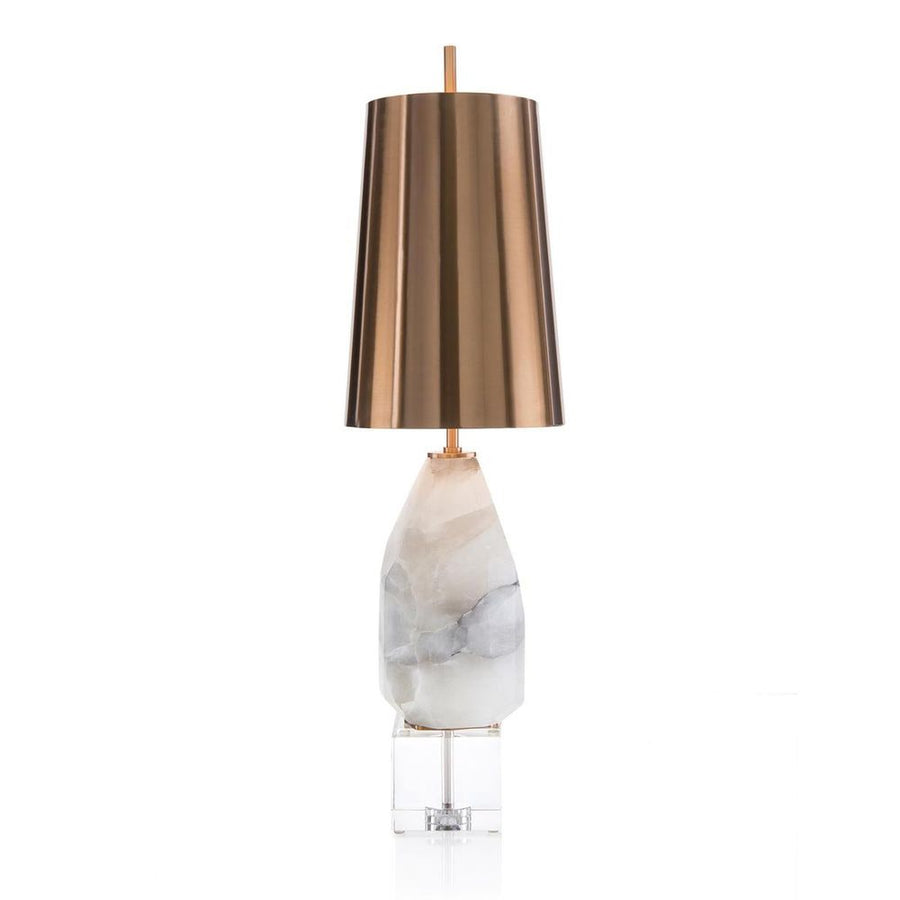 Table Lamps Multifaceted Stone, Alabaster Lamp - Clear, Grey, White