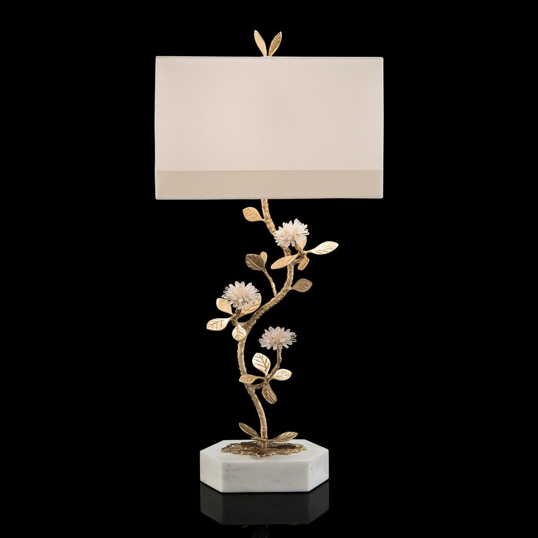 Solis, Quartz Flower Table Lamp - White - Iron