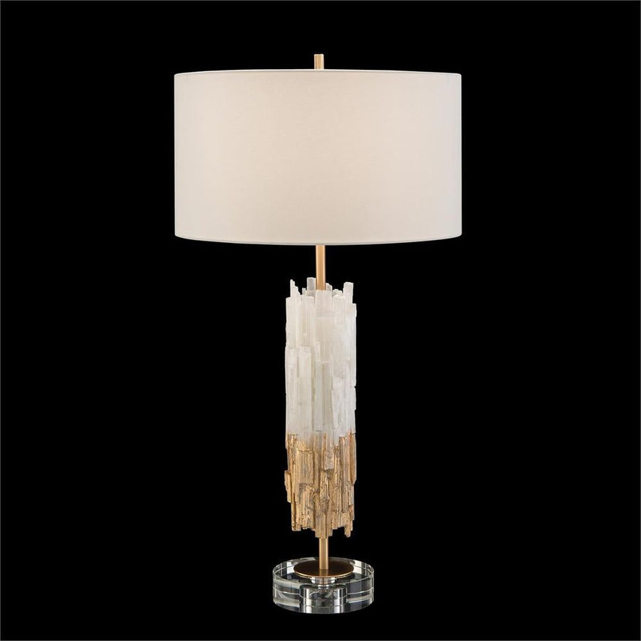 Table Lamps Gold Leaf Selenite Table Lamp - White, Gold