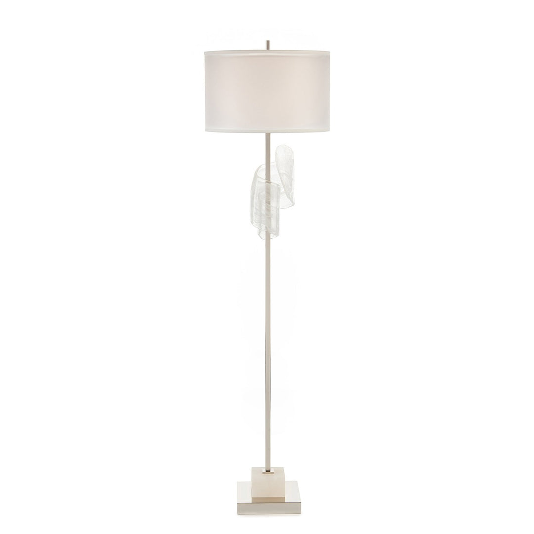 Solis Of White Floor Lamp - White - Brass