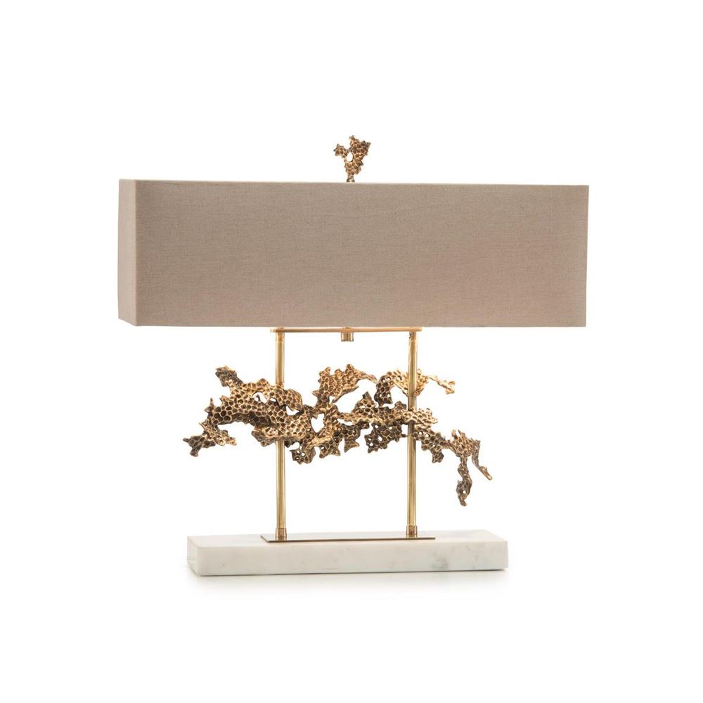 Table Lamps Sculpted Aperture Table Lamp - Brass, White
