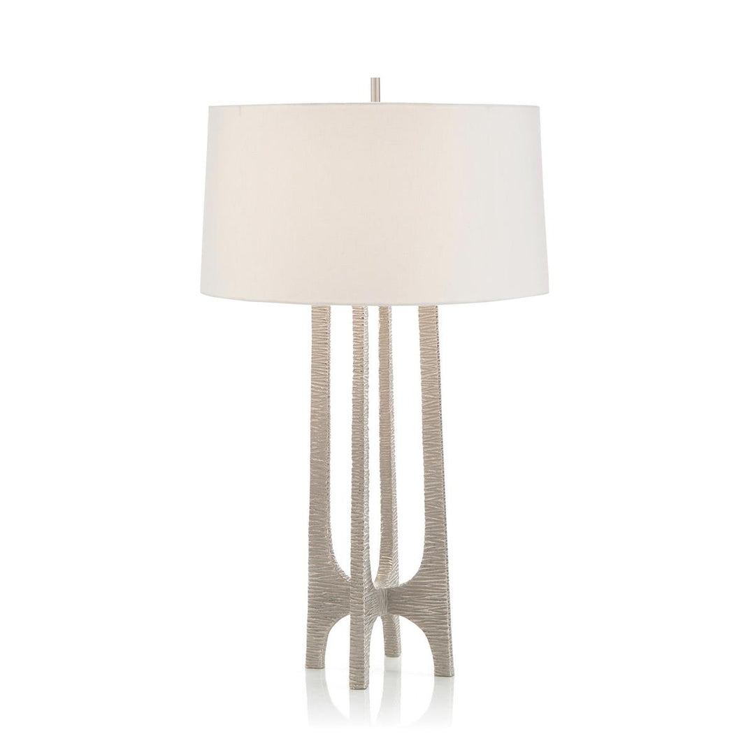 Patterned Arc Table Lamp In Nickel - Silver,White