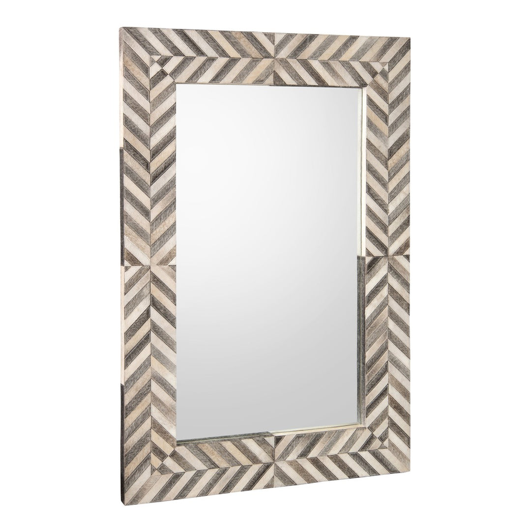 Ellington On Hide Framed Mirror - Ivory - Hair On Hide