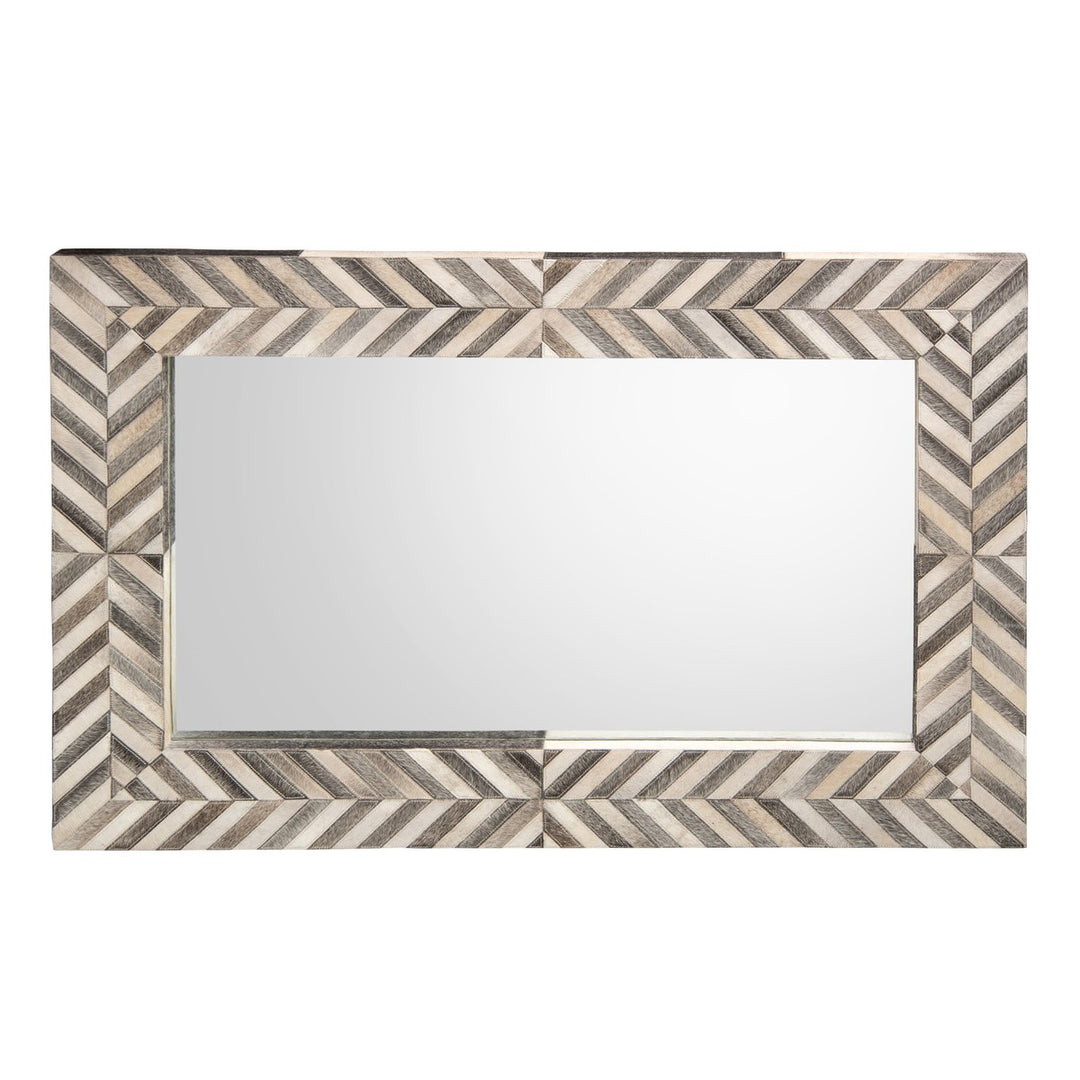 Ellington On Hide Framed Mirror - Ivory - Hair On Hide