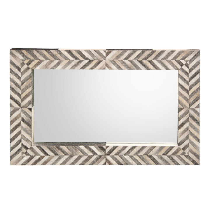 Ellington On Hide Framed Mirror - Ivory - Hair On Hide