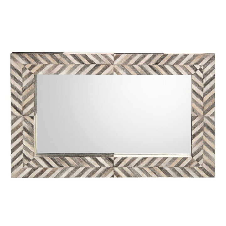 Wall Mirrors Hair On Hide Framed Mirror - White