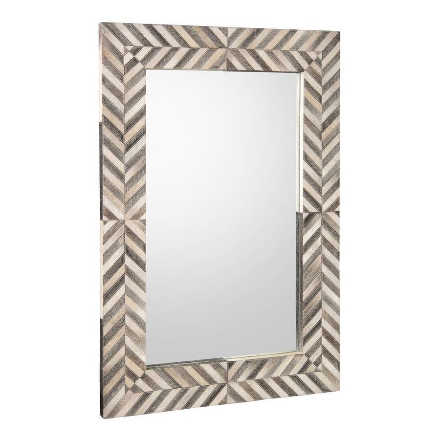 Wall Mirrors Hair On Hide Framed Mirror - White