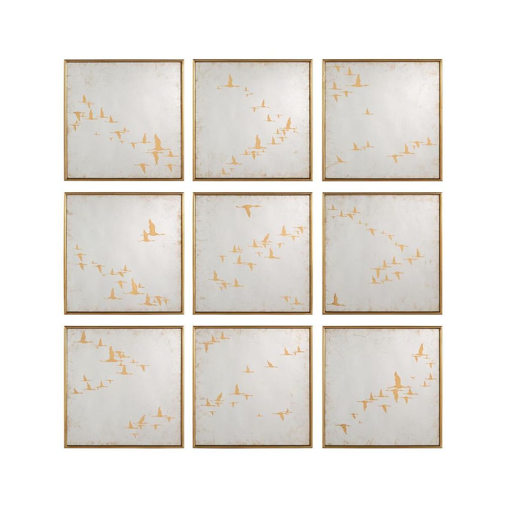 Wall Art Migration Mirrors (Set Of Nine) - Silver