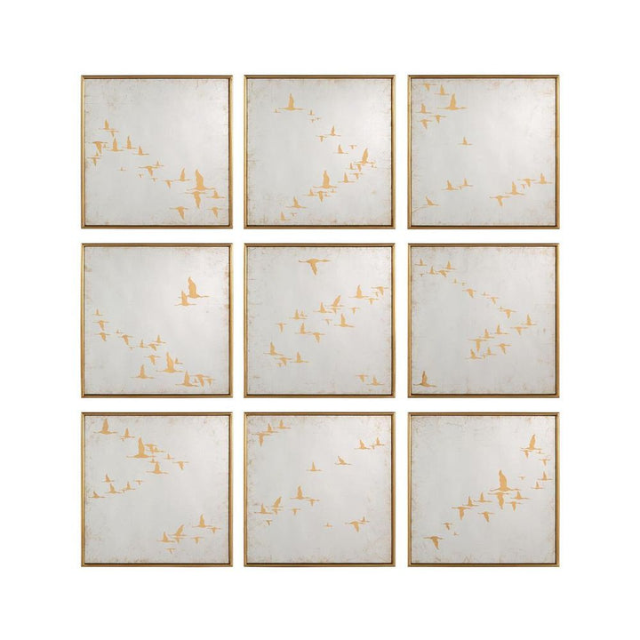 Wall Art Migration Mirrors (Set Of Nine) - Silver