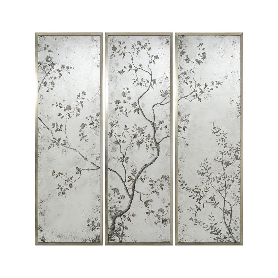 Pastoral Mirror Panels (Set Of Three) - Multicolor,Silver