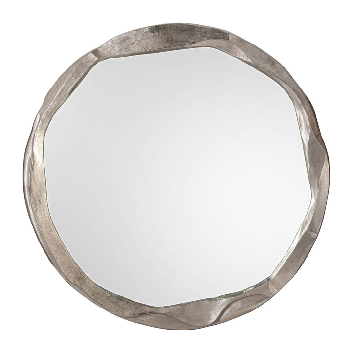 Round Ripple Mirror, Large Nickel