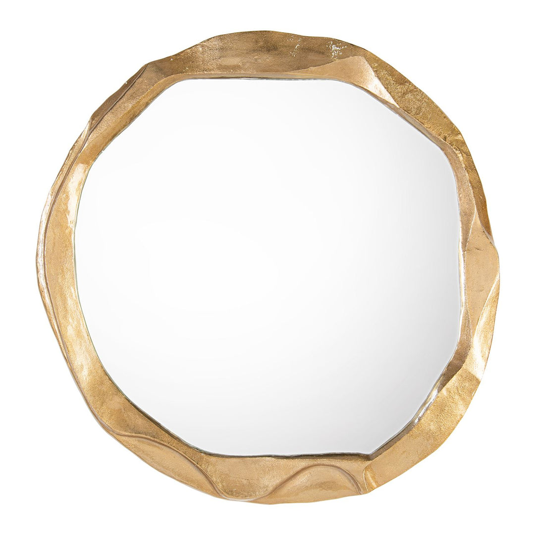 Round Ripple Mirror, Small Gold