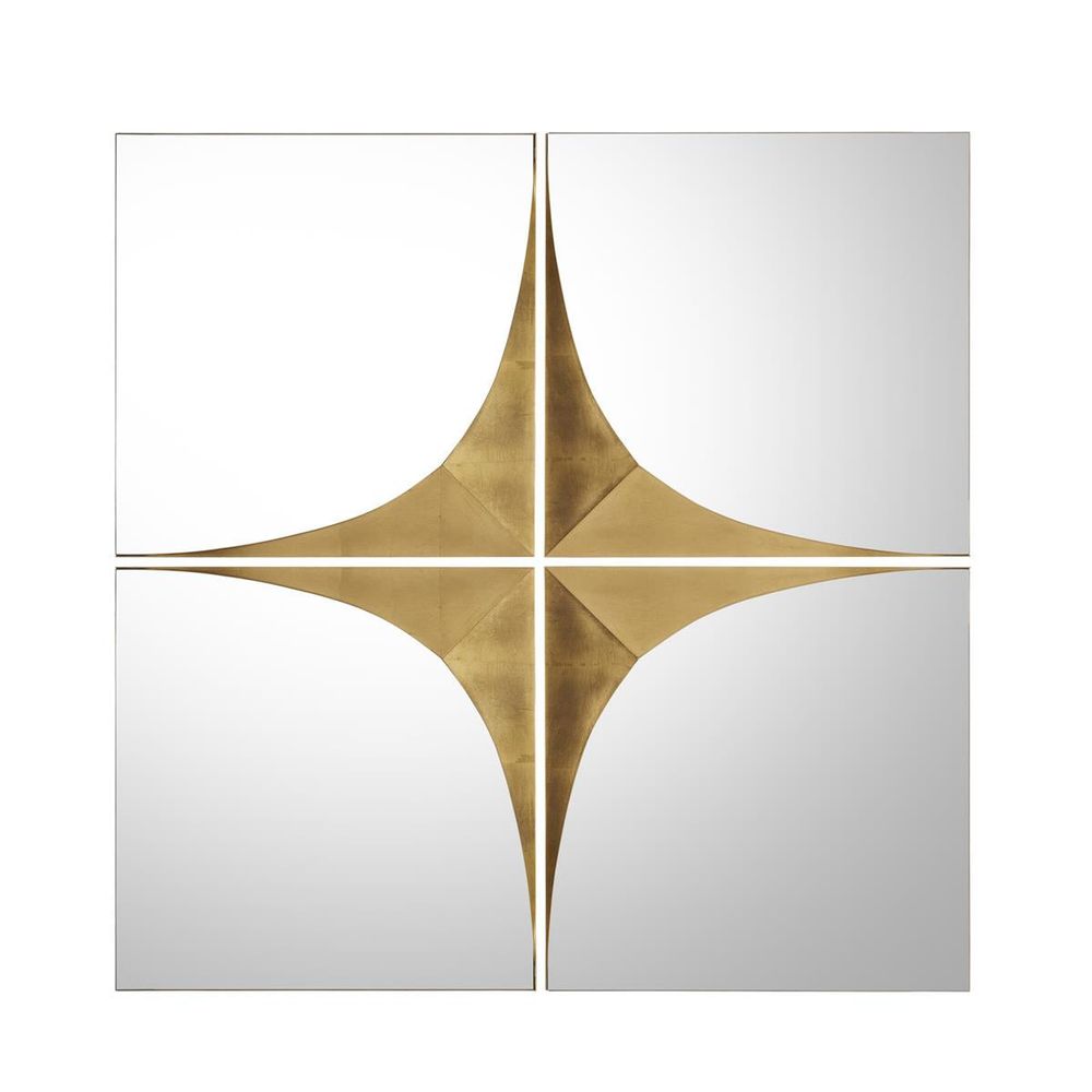  Gold Contour Mirrors, Set Of 4