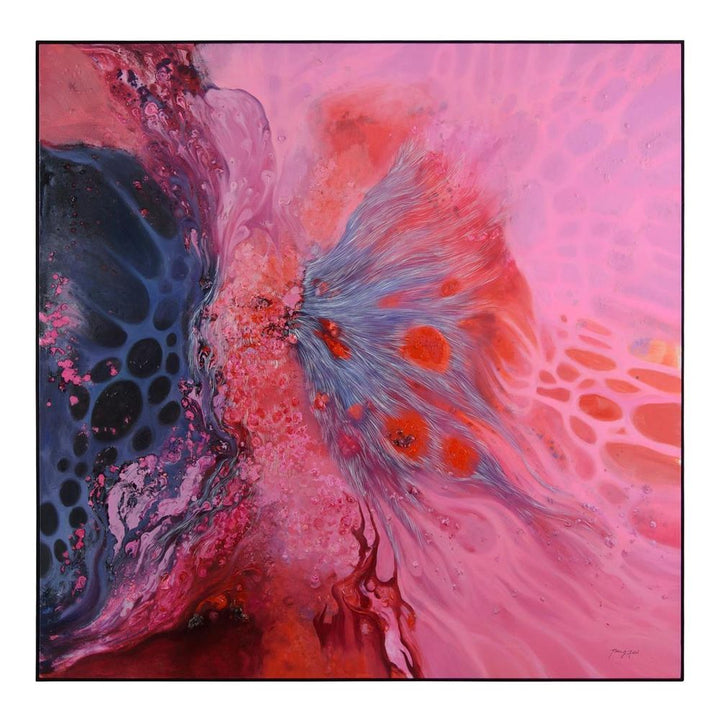 Wall Art Teng Fei's Flamingo Waves - Pink, Red