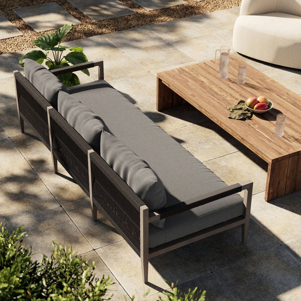 Outdoor Sofas & Sectionals Sheffield Outdoor Sofa, Weathered Grey - 93" - Charcoal
