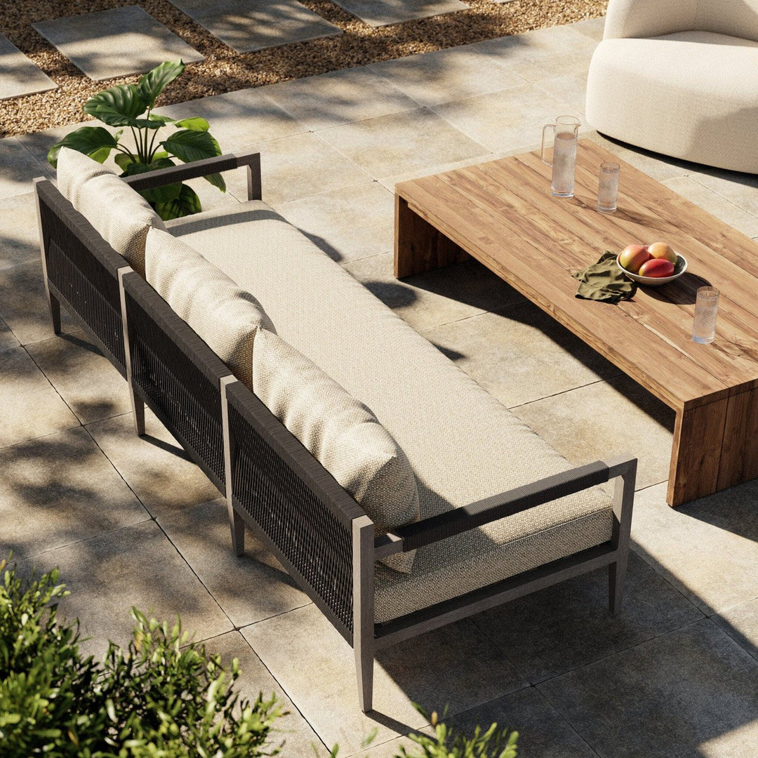 Everly Outdoor Sofa, Weathered Grey - Faye Sand