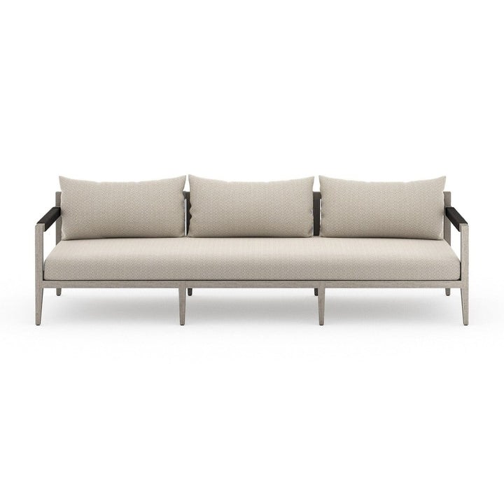 Everly Outdoor Sofa, Weathered Grey - Faye Sand