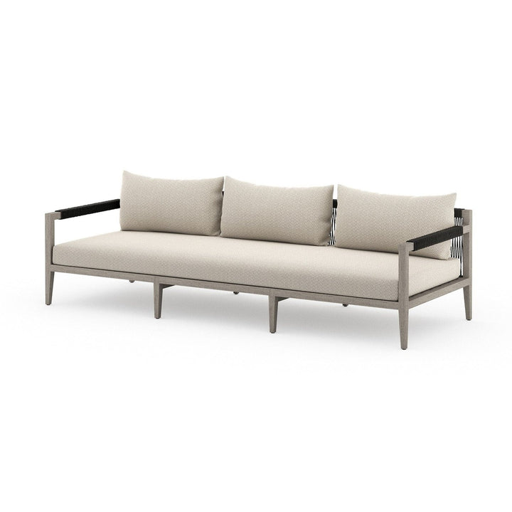 Everly Outdoor Sofa, Weathered Grey - Faye Sand