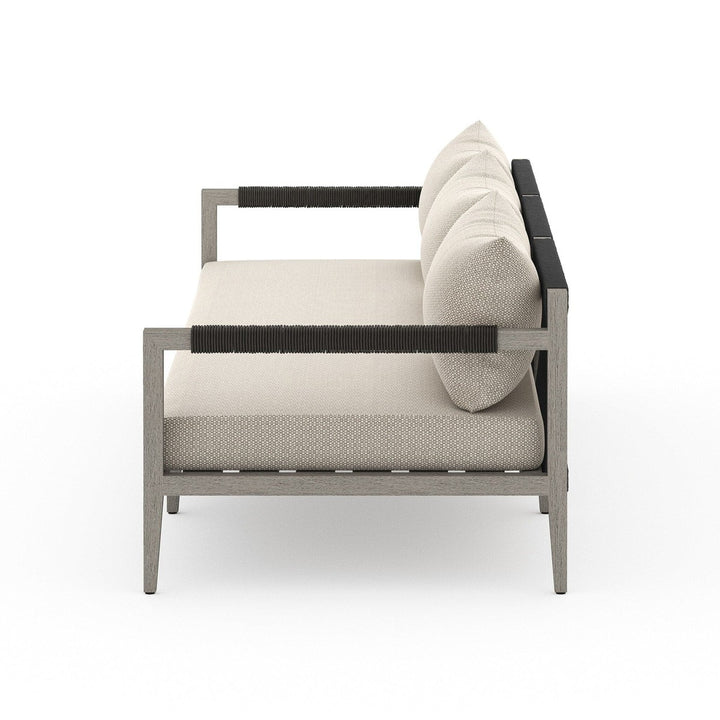 Everly Outdoor Sofa, Weathered Grey - Faye Sand