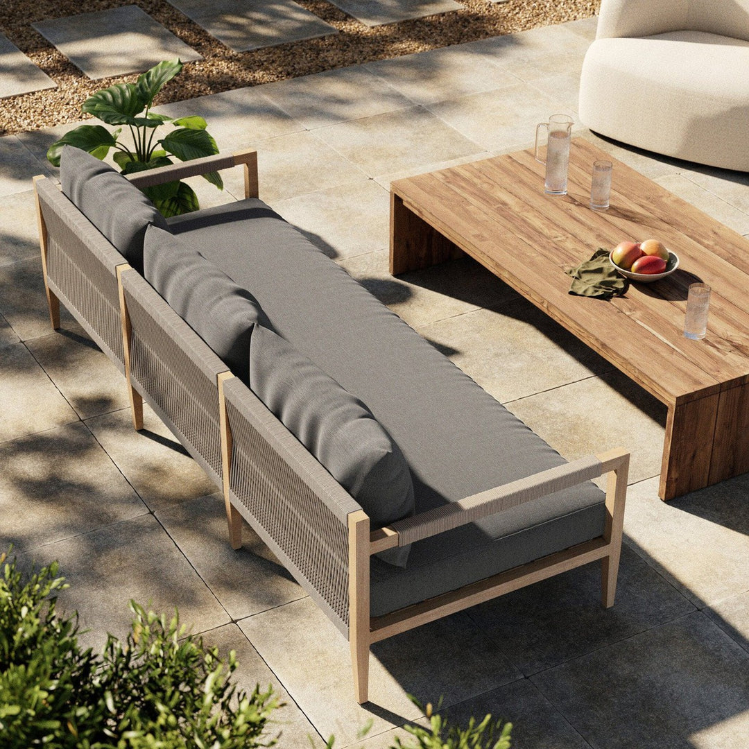 Everly Outdoor Sofa, Washed Brown - Venao Charcoal