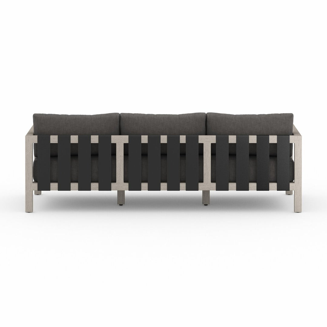 Napa Outdoor Sofa, Weathered Grey - 88" - Charcoal