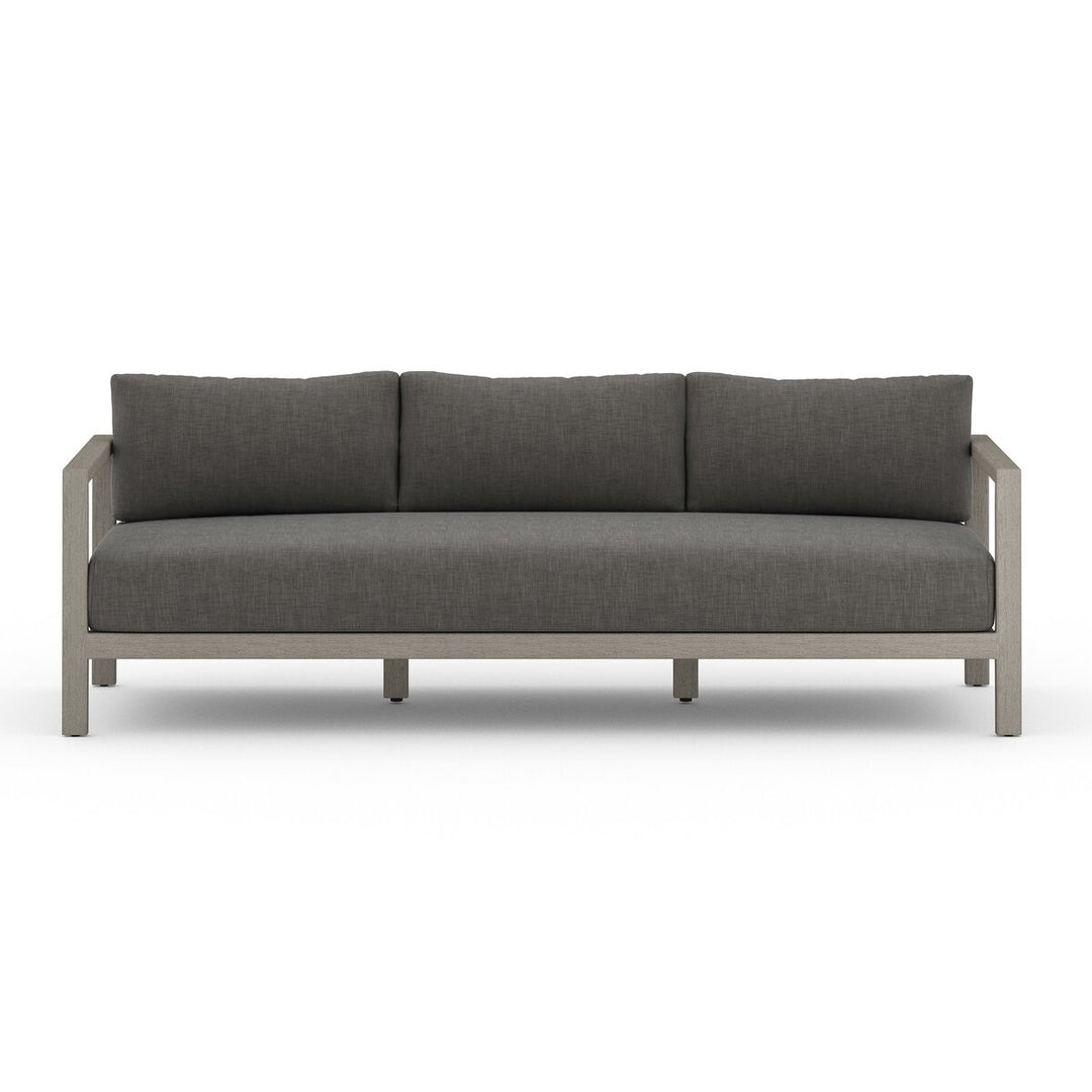 Napa Outdoor Sofa, Weathered Grey - 88" - Charcoal