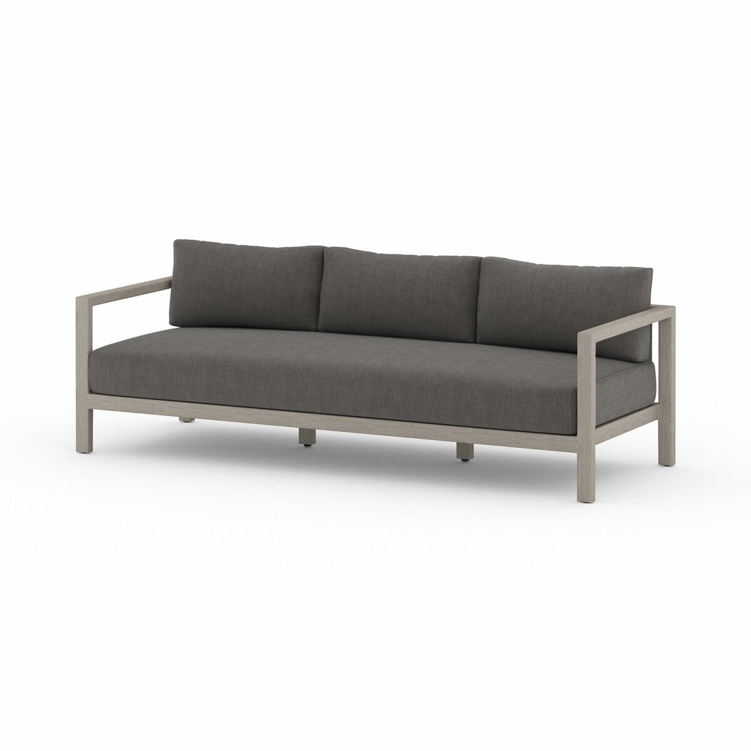 Napa Outdoor Sofa, Weathered Grey - 88" - Charcoal