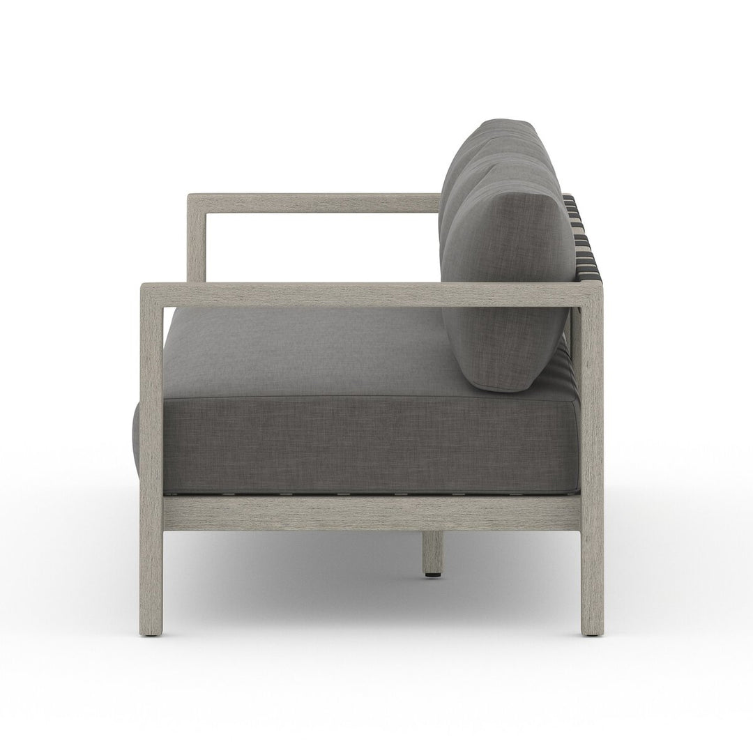 Napa Outdoor Sofa, Weathered Grey - 88" - Charcoal