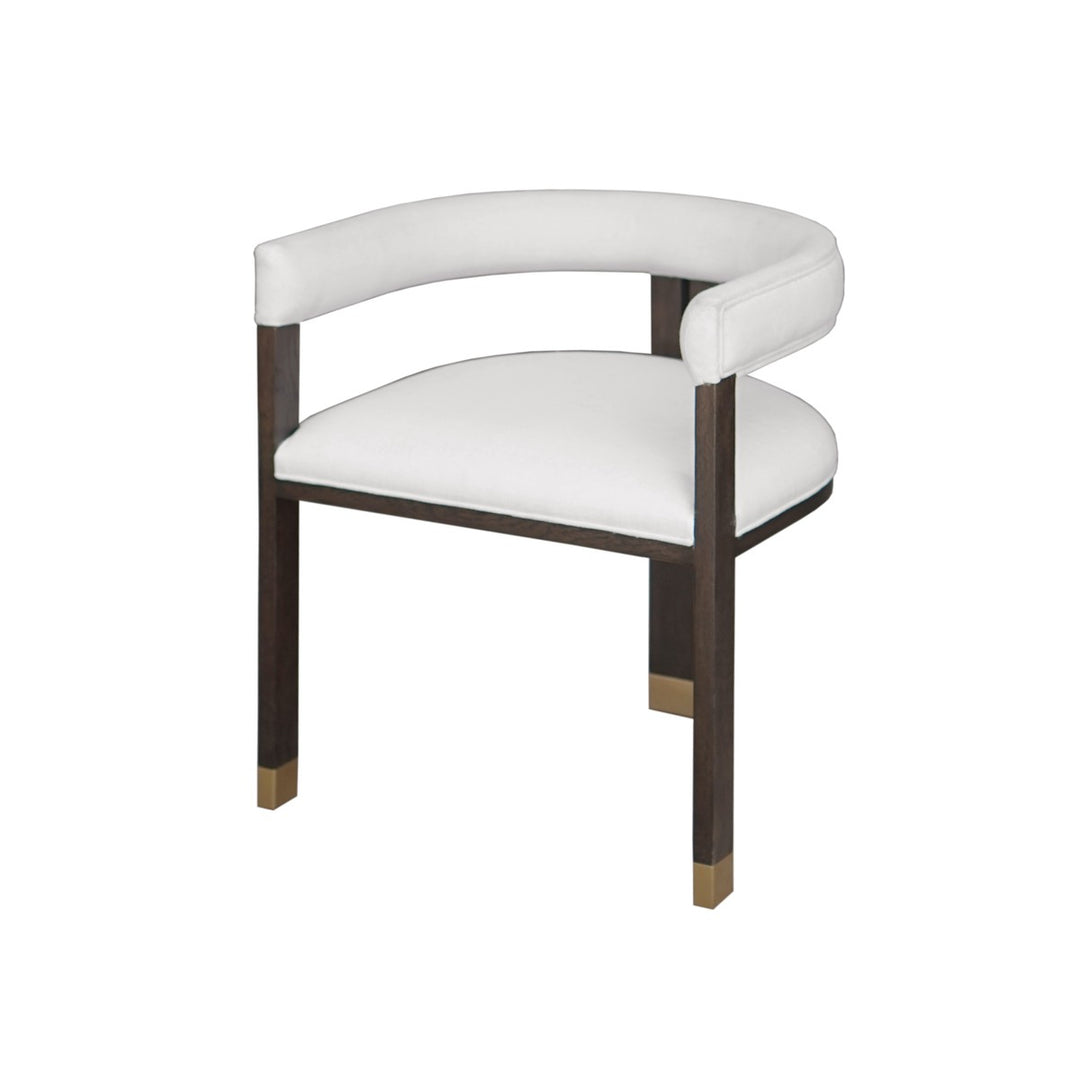 Jude - Modern Wooden Accent Chair In Dark Expresso Oak With White Linen Upholstery