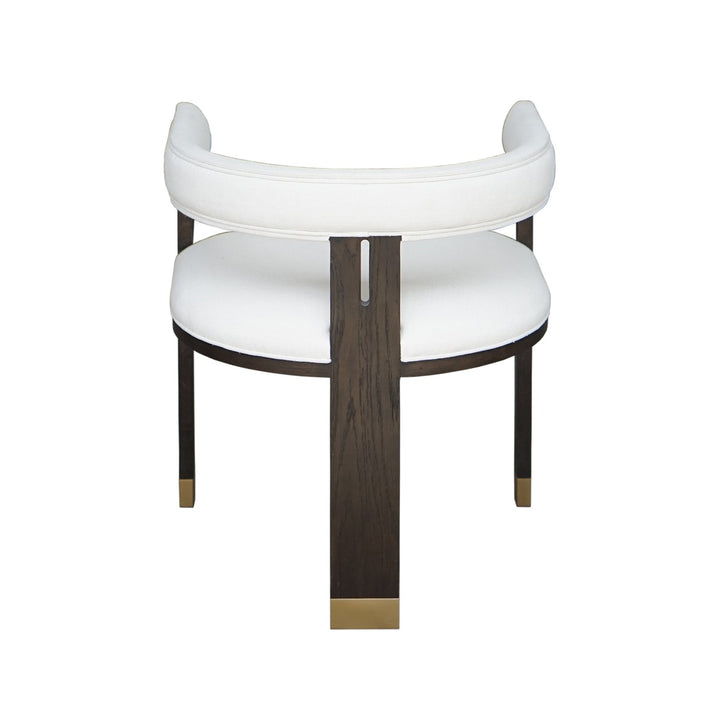 Jude - Modern Wooden Accent Chair In Dark Expresso Oak With White Linen Upholstery