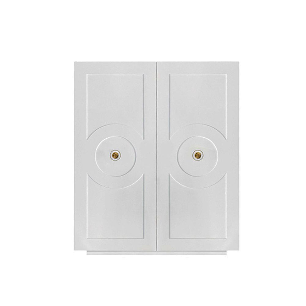 Cabinets & Curios Justine Two Door White Lacquer Cabinet With Circle Design And Acrylic Handles