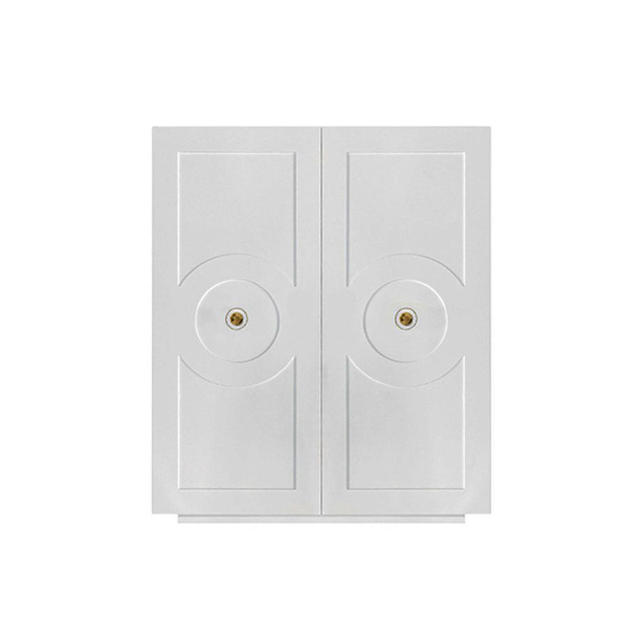 Cabinets & Curios Justine Two Door White Lacquer Cabinet With Circle Design And Acrylic Handles
