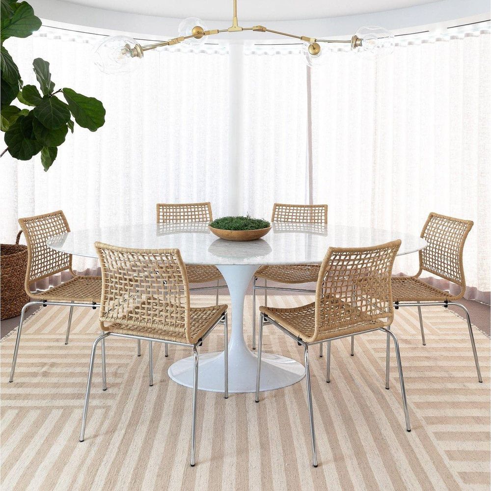 Carrara Marble Pedestal Tulip Dining Table - Oval-France & Son-RT335V6042WHT-Dining Tables60" x 42"-2-France and Son