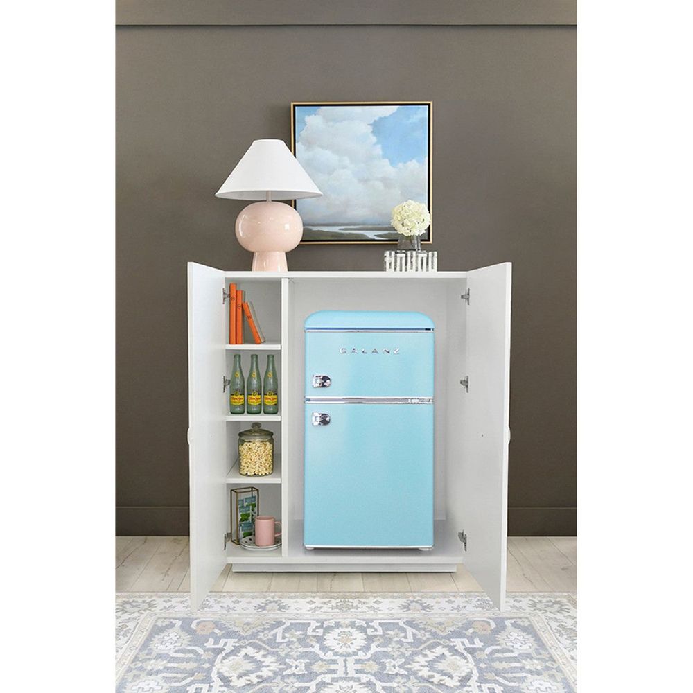 Cabinets & Curios Justine Two Door White Lacquer Cabinet With Circle Design And Acrylic Handles
