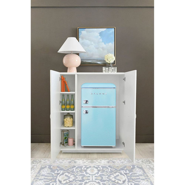 Cabinets & Curios Justine Two Door White Lacquer Cabinet With Circle Design And Acrylic Handles