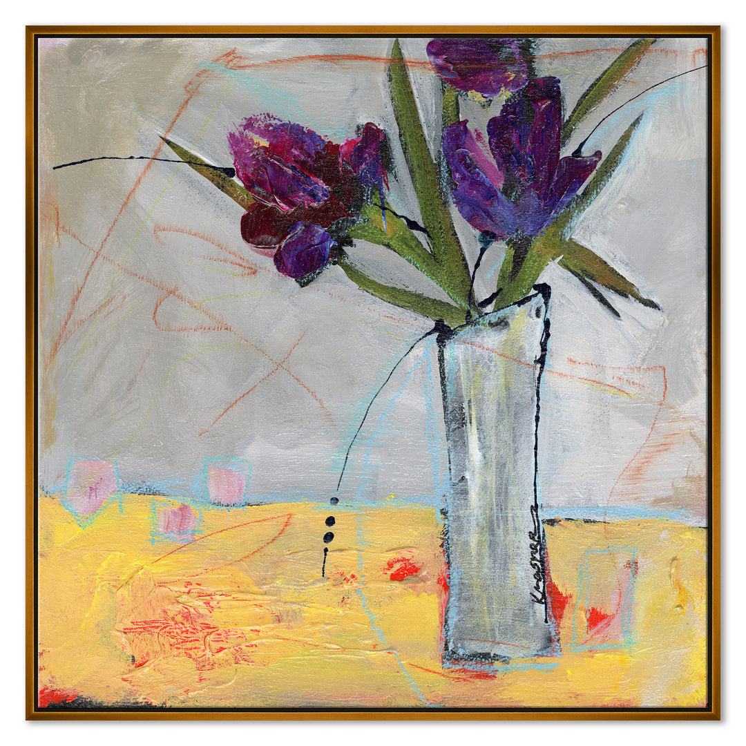 Irises On Yellow by Soicher Marin