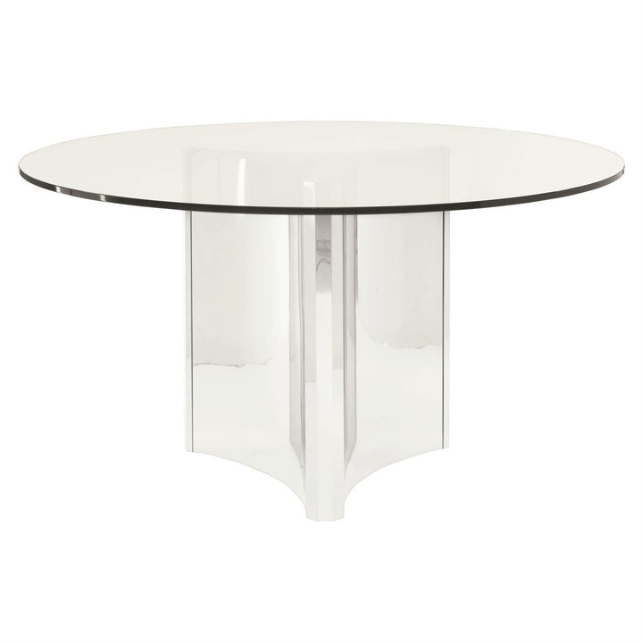 Abbott Dining Table-Bernhardt-BHDT-K1523-Dining TablesRound-Gleaming Stainless Steel Finish-6-France and Son