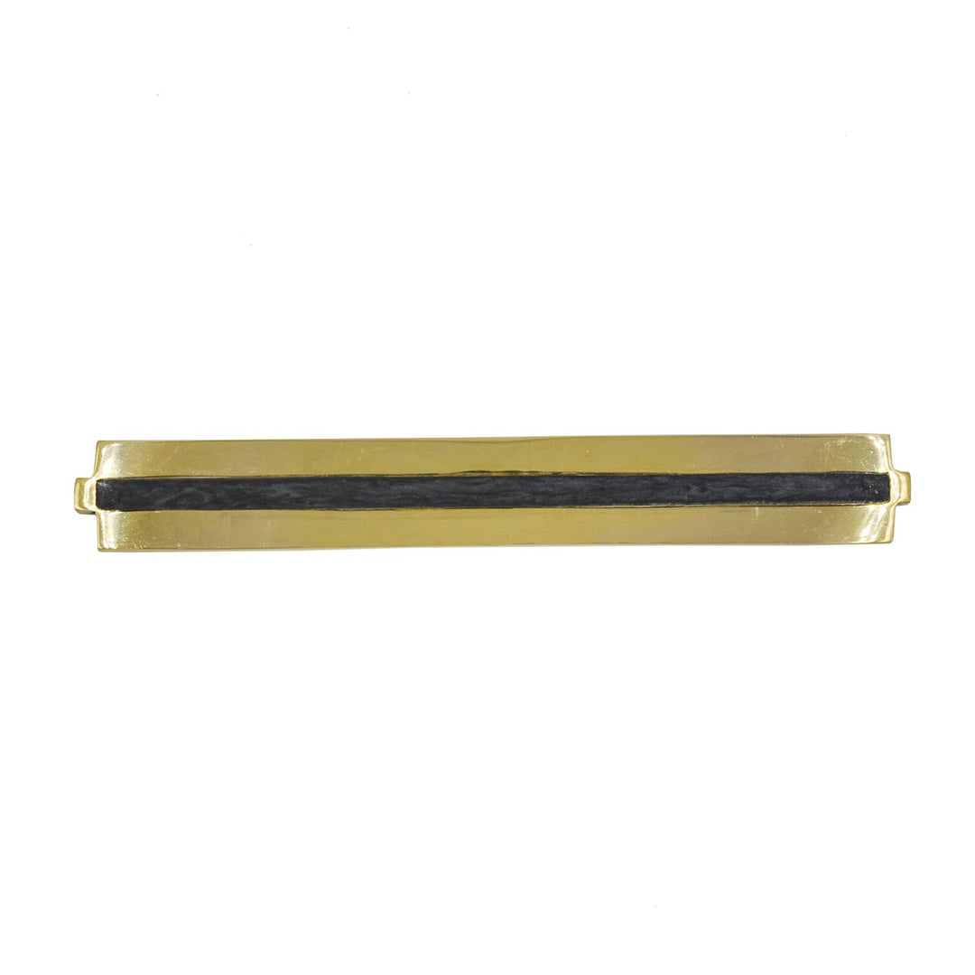 Karl - Large Brass Long Handle With Inset Resin In Charcoal