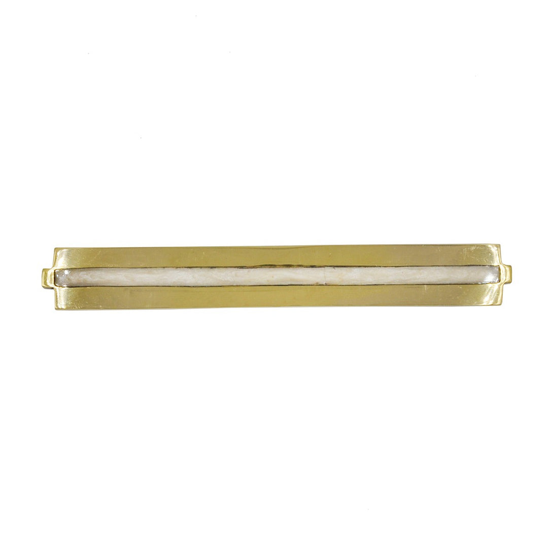 Karl - Large Brass Long Handle With Inset Resin In Pearl Cream