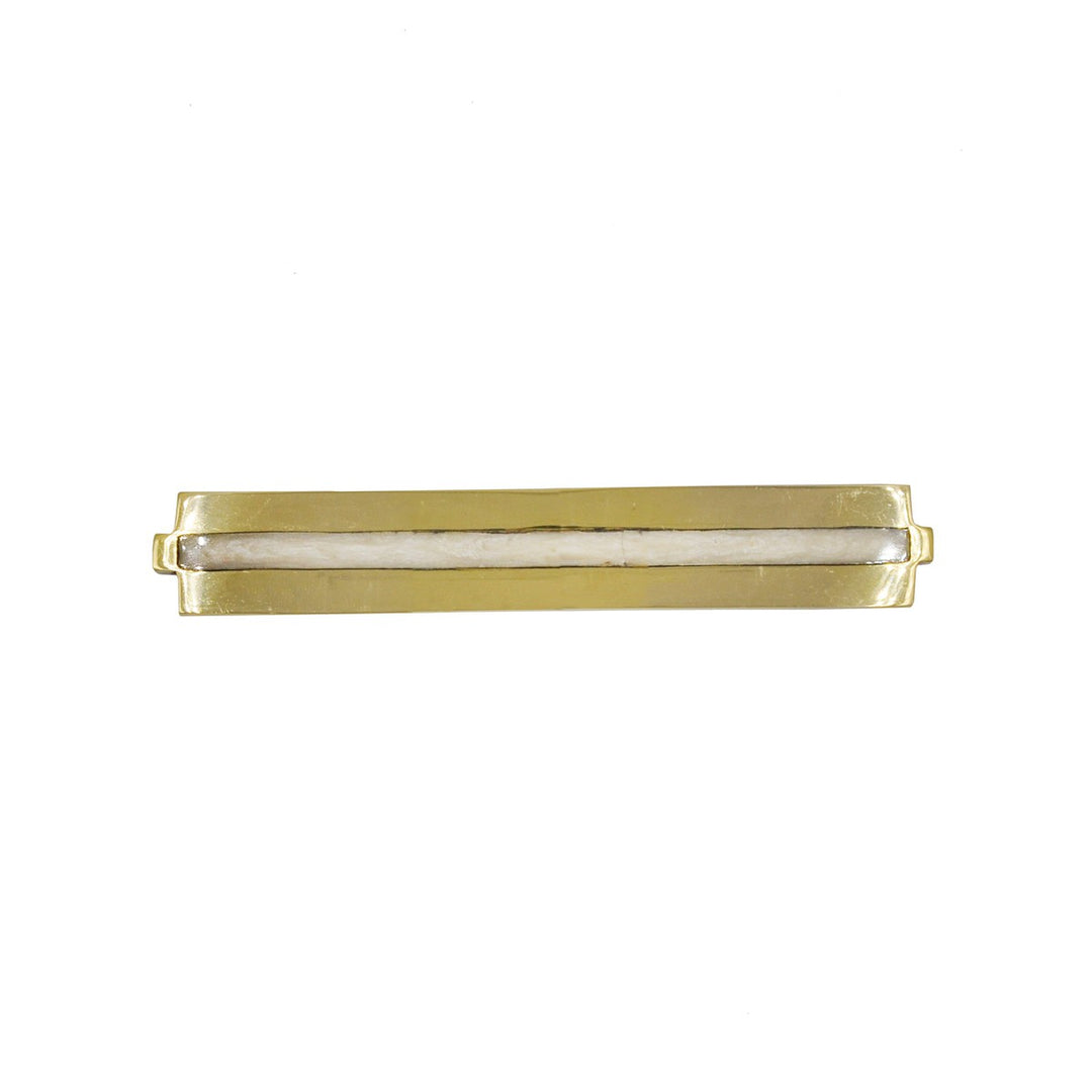 Karl - Medium Brass Long Handle With Inset Resin In Pearl Cream