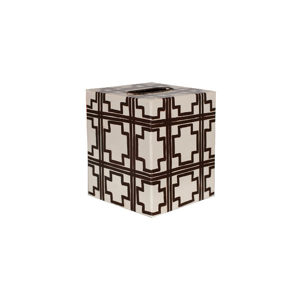 Kleenex Box Cream And Brown Trellis