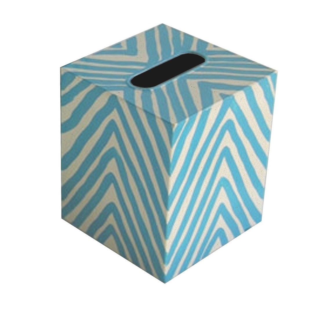 Kleenex Box Cream And Turquoise Zebra