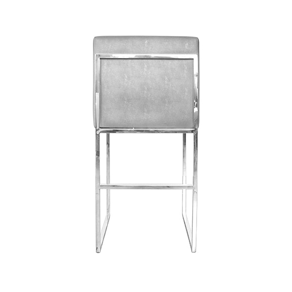 Kingston - Faux Shagreen Gray Counter Stool With Nickel Base